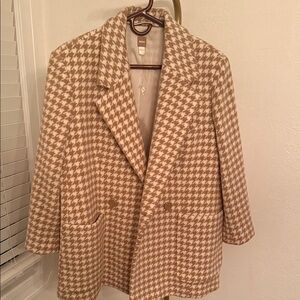 Designer BOSS Houndstooth Button Front Coat – Vintage / Luxury